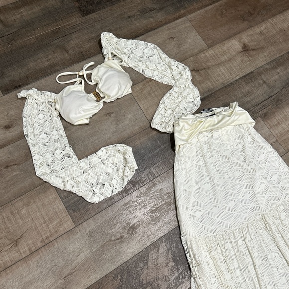 PATBO crochet top and skirt set in ivory - Picture 3 of 8